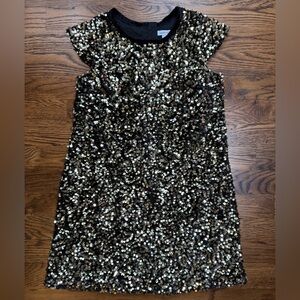 Cupcakes & Cashmere Girls Glittering Sequin Fancy Dressy Dress Black and Gold 8